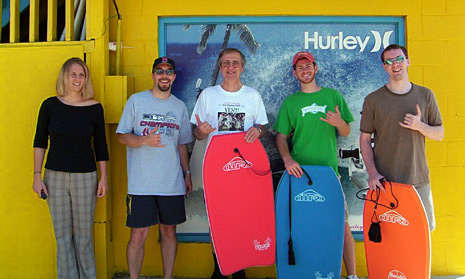 Dr. Kreeft and a cool crowd of body-surfers.  Photo courtesy of Rev. Chuck Alley.